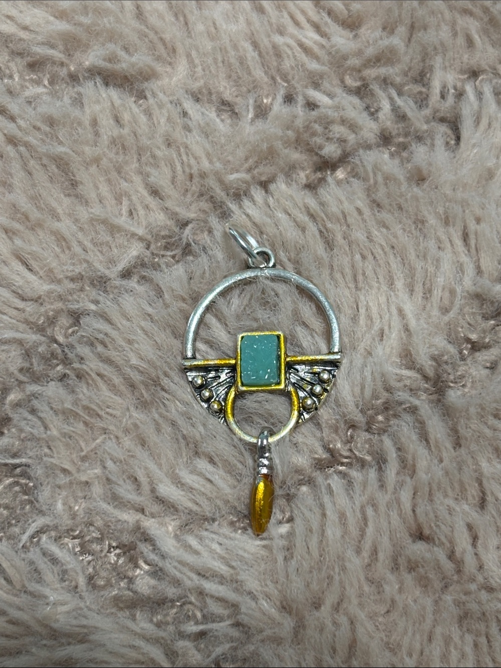 Silver-Tone Turquoise Accent Pendant Necklace Charm